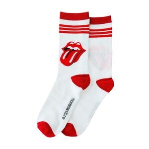 The Rolling Stones Red and White Logo Socks In a Collectible Tin